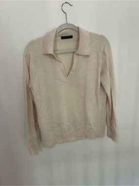 Banana Republic Soft Cream V-Neck Collared Sweater